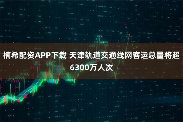 楠希配资APP下载 天津轨道交通线网客运总量将超6300万人次