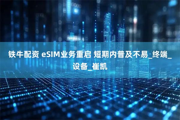 铁牛配资 eSIM业务重启 短期内普及不易_终端_设备_崔凯